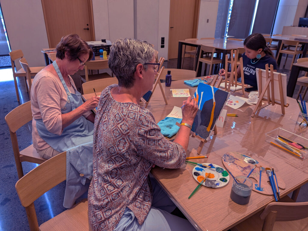 Painting on canvases at Casa Alba
